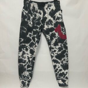True Religion Black Tie-Dye Joggers With Logo Men’s Drawstring Sweatpants Large